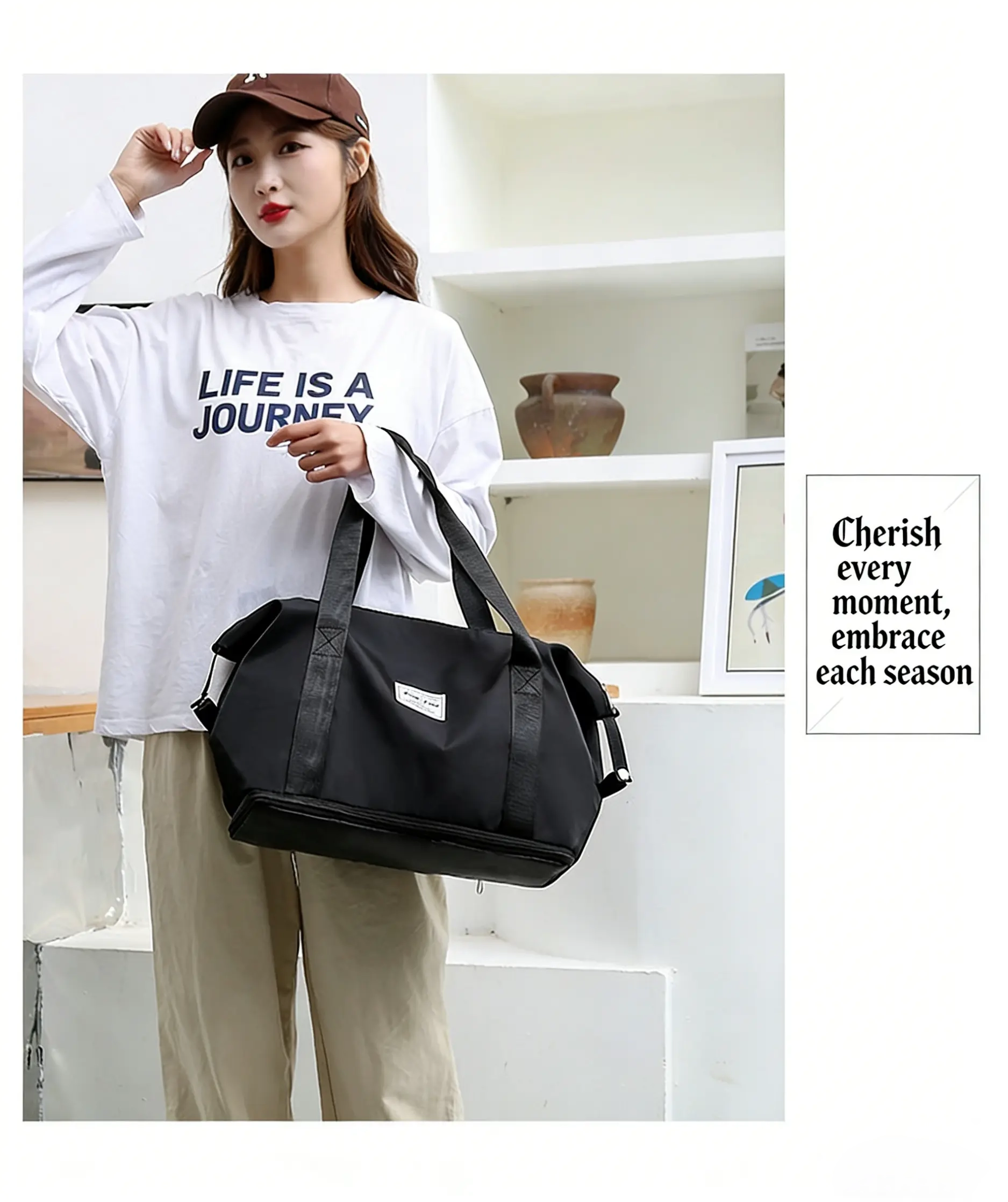 Large capacity portable short travel bag for women fashionable