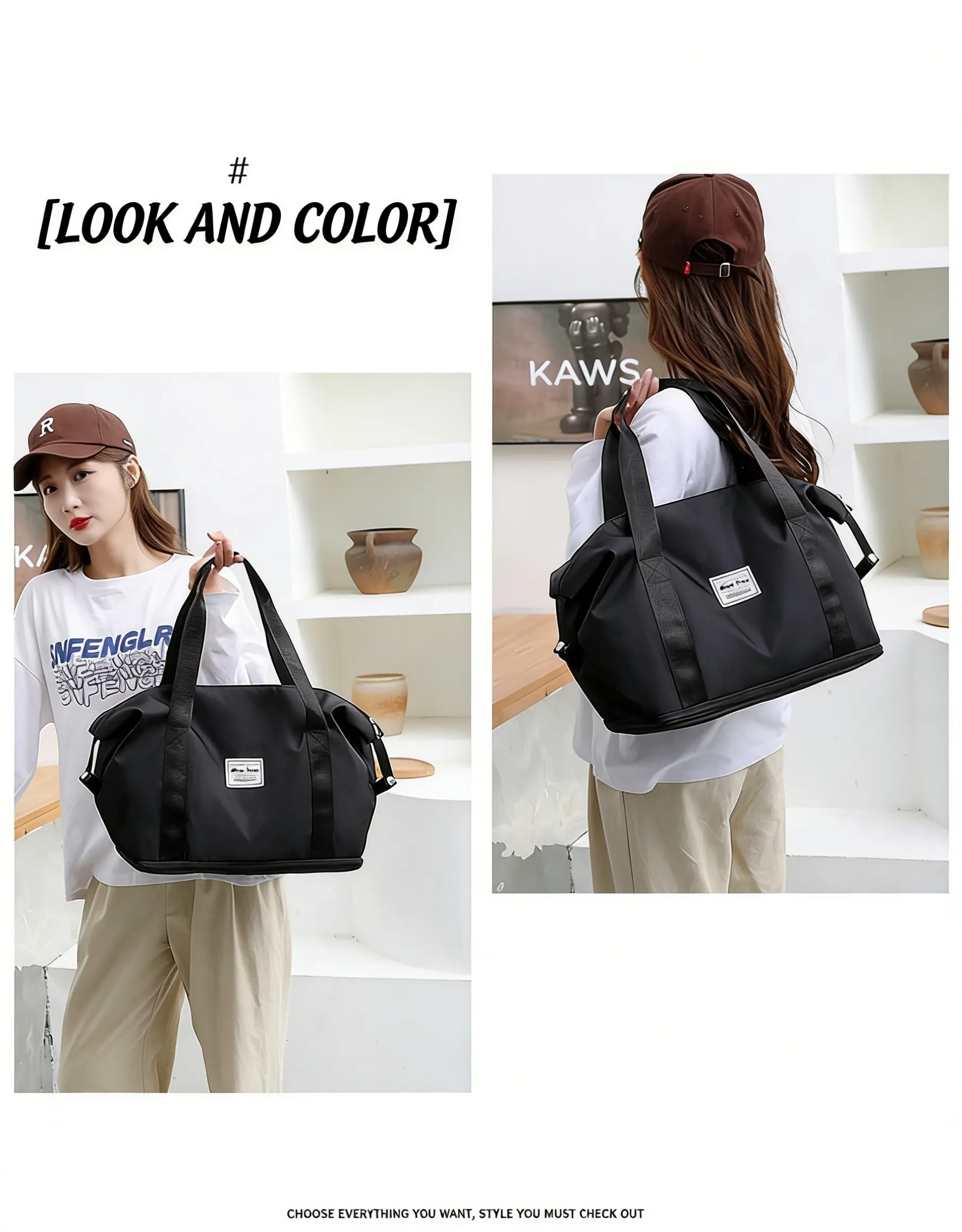 Large capacity portable short travel bag for women fashionable