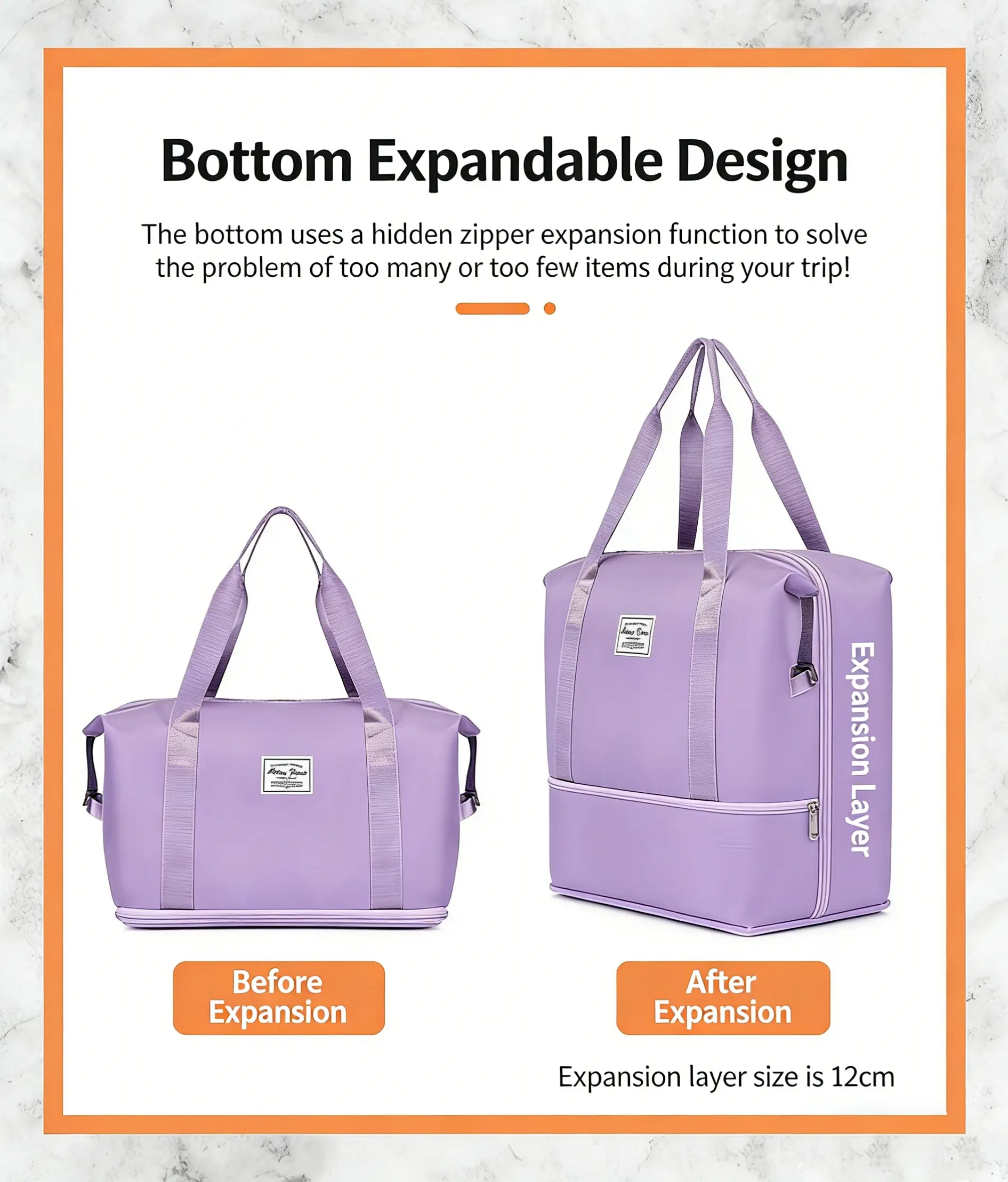 Large capacity portable short travel bag for women fashionable