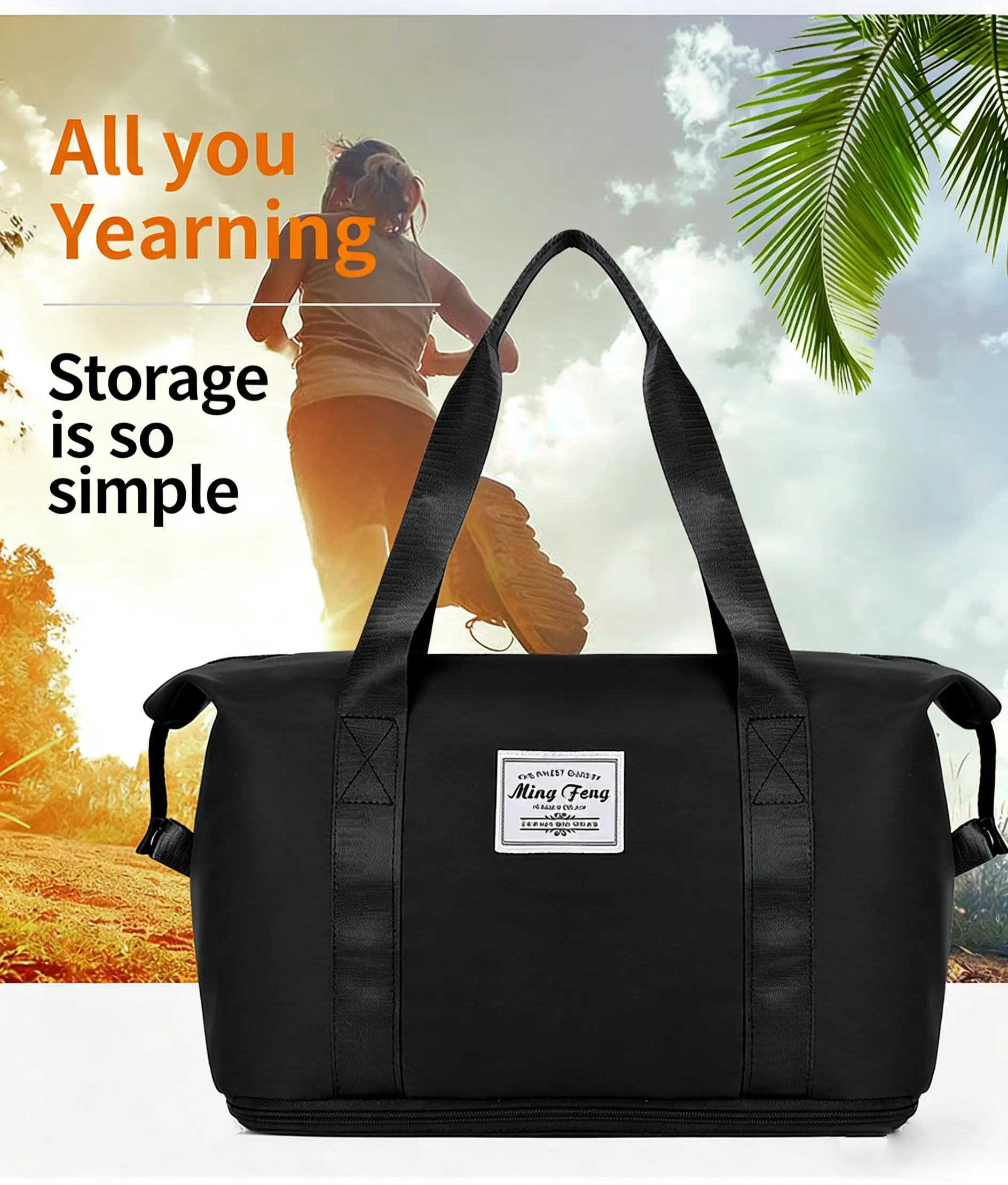 Large capacity portable short travel bag for women fashionable