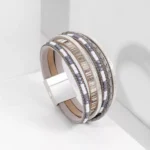 bohemian hand-woven leather bracelet women's alloy magnetic buckle multi-layer PU bracelet multi-color optional ZG-A42